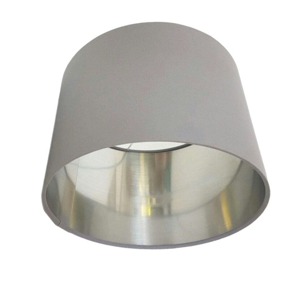 image 1 of CGC LUPO Luxury Grey Cotton & Silver Inner Round Pendant Drum Lamp Shade Grey