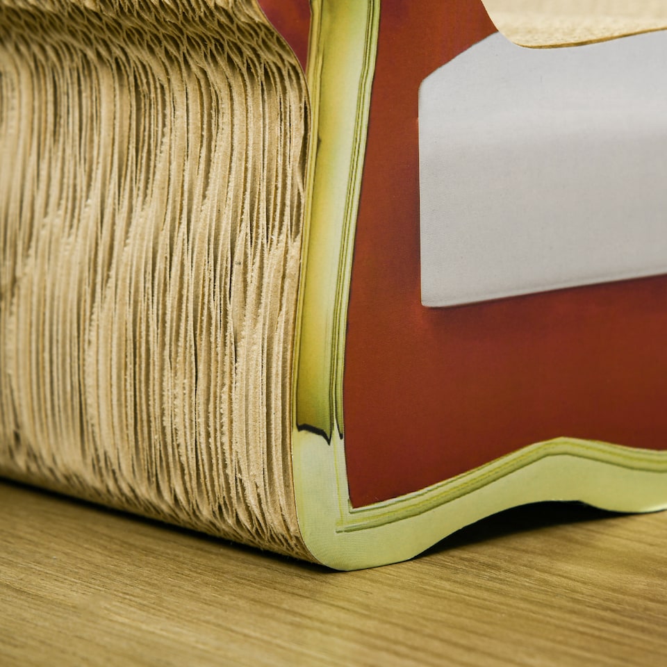 image 1 of PawHut Cat Scratcher Lounge Sofa Cardboard with Catnip, 58 x 29.5 x 29cm