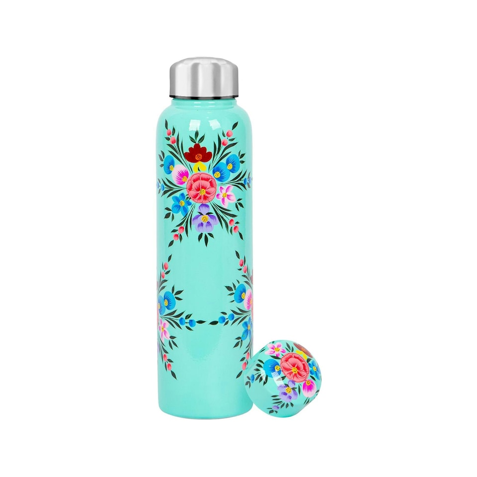 image 1 of BillyCan Hand-Painted Picnic Water Bottle - 875ml - Mint Pansy Green | One Size