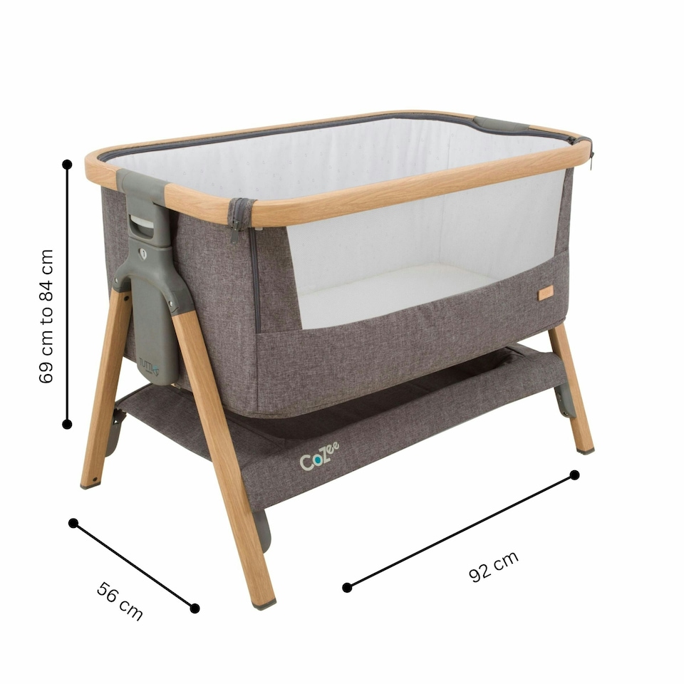 image 1 of Tutti Bambini CoZee Bedside Crib - Oak and Charcoal