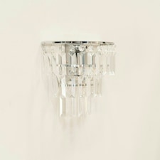 ValueLights Pair Kelsks Clear Acrylic Droplet Wall Light & Bulb Silver