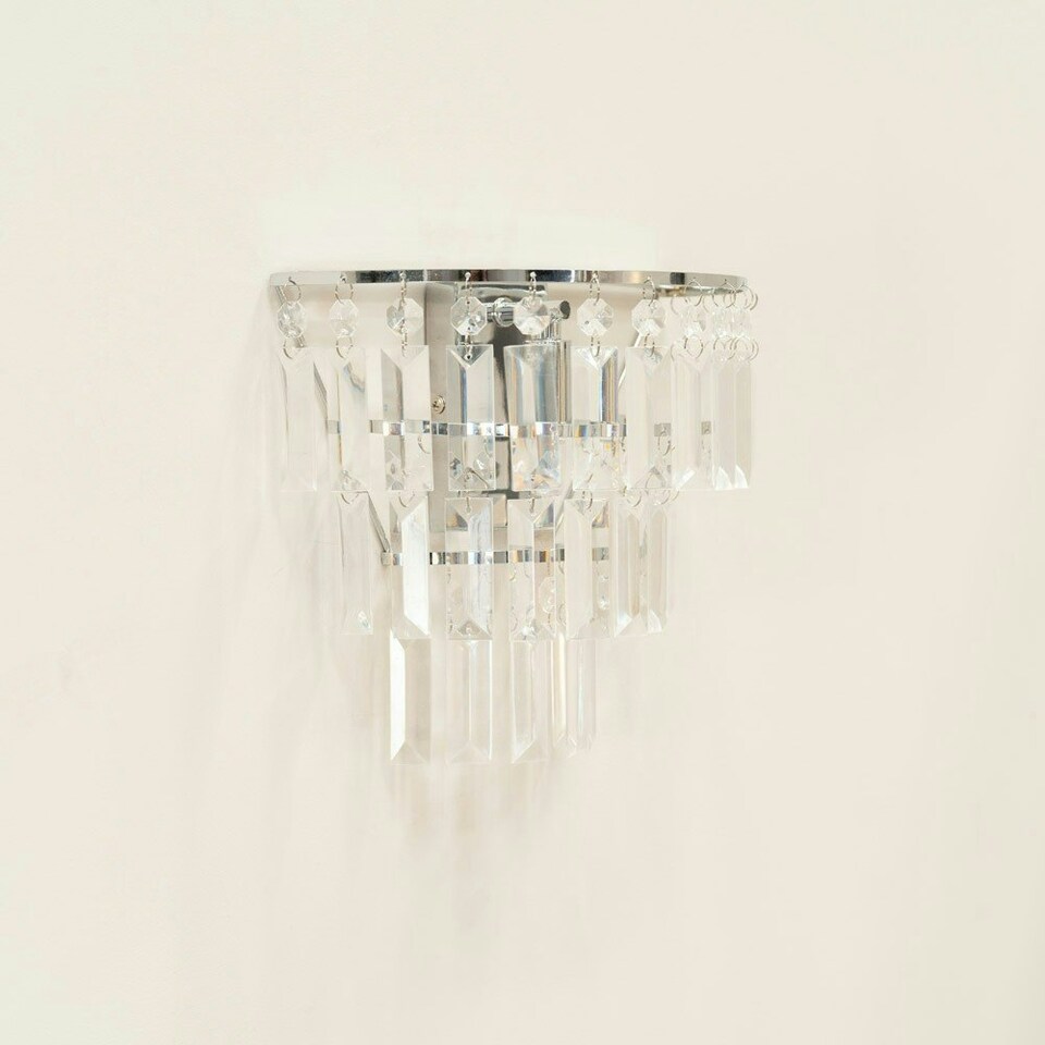 image 1 of ValueLights Pair Kelsks Clear Acrylic Droplet Wall Light & Bulb Silver