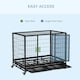 image 4 of PawHut Metal Kennel Cage with Wheels and Crate Tray for Pet Dog Large Black