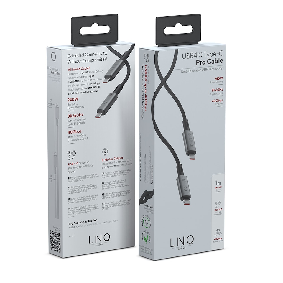 image 1 of LINQ USB4 PRO PD Cable 1.0m Space Grey
