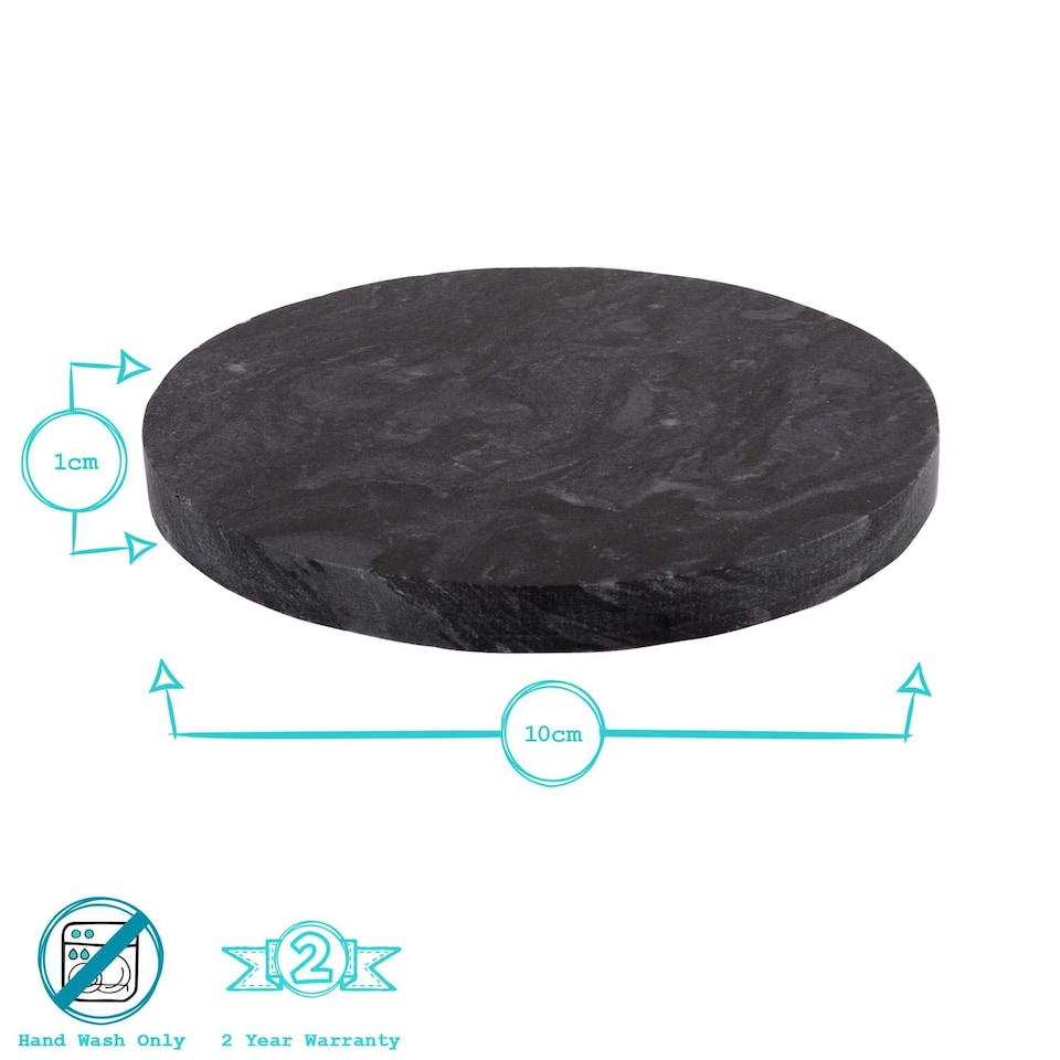 image 1 of Argon Tableware 12pc Marble Placemats & Round Coasters Set - Black Black