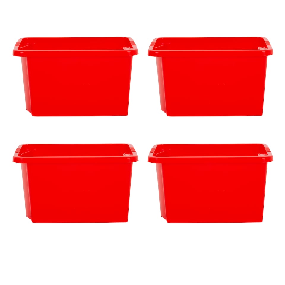 image 1 of Wham Stack & Store 4 x 30L Plastic Storage Boxes | Red | 4