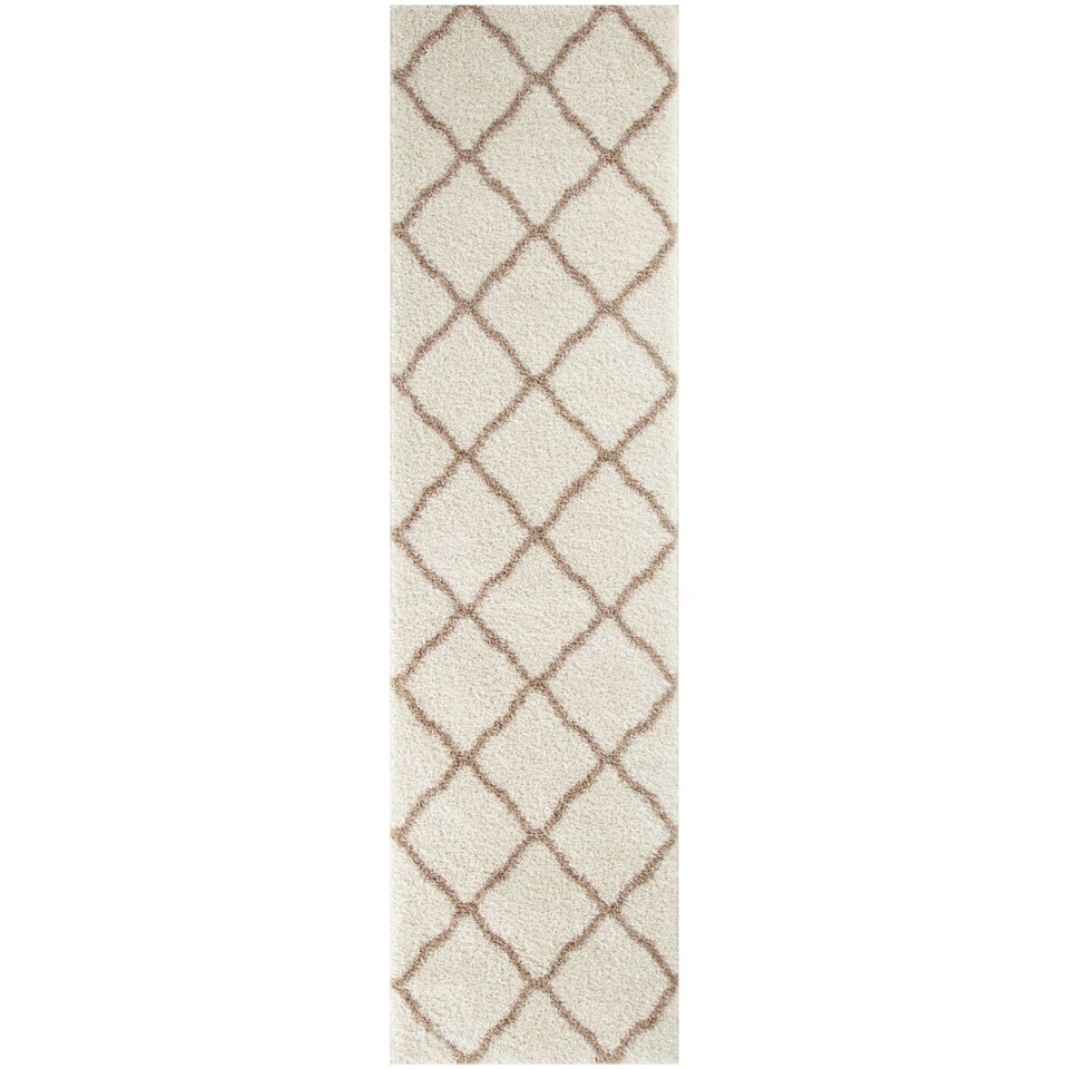 image 1 of The Rugs Moroccan Collection Soft High Pile Shaggy Lattice Floor Rugs and Runners Living Room