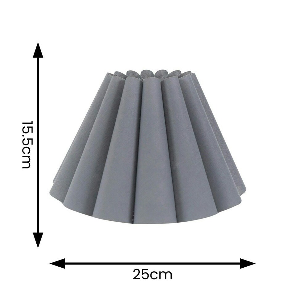 image 1 of ValueLights Lauren Grey Fabric Pleated Scallop Edge Tapered Ceiling Floor Table Lamp Shade