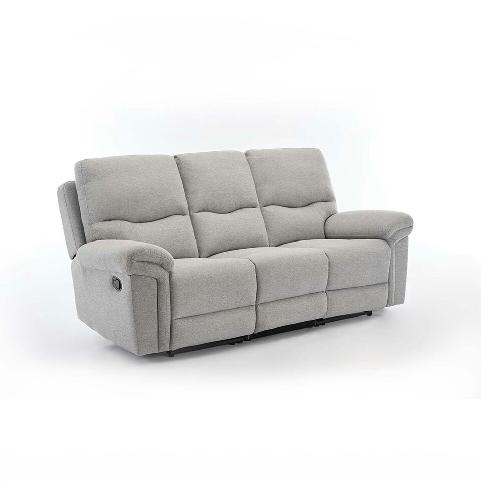 image 1 of Fosse 3 Seater Manual Recliner Fabric Sofa Grey | Light Grey