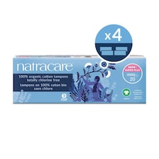 Natracare Super Plus Organic Cotton Non-Applicator Tampons 4 x 20 Pack