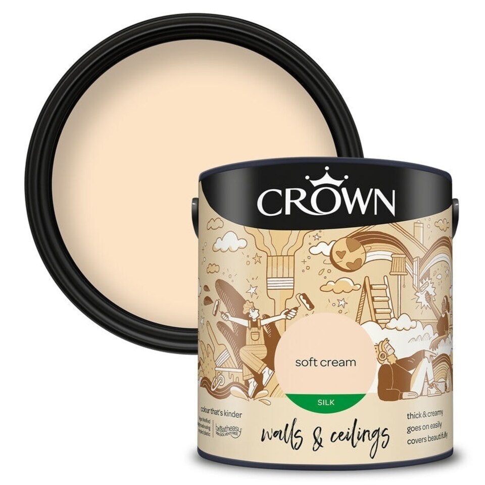 image 1 of Crown Walls & Ceilings Silk 2.5L Soft Cream