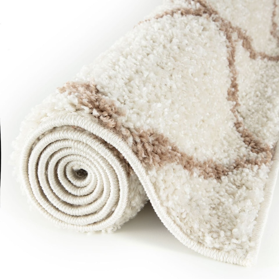 image 1 of The Rugs Moroccan Collection Soft High Pile Shaggy Lattice Floor Rugs and Runners Living Room