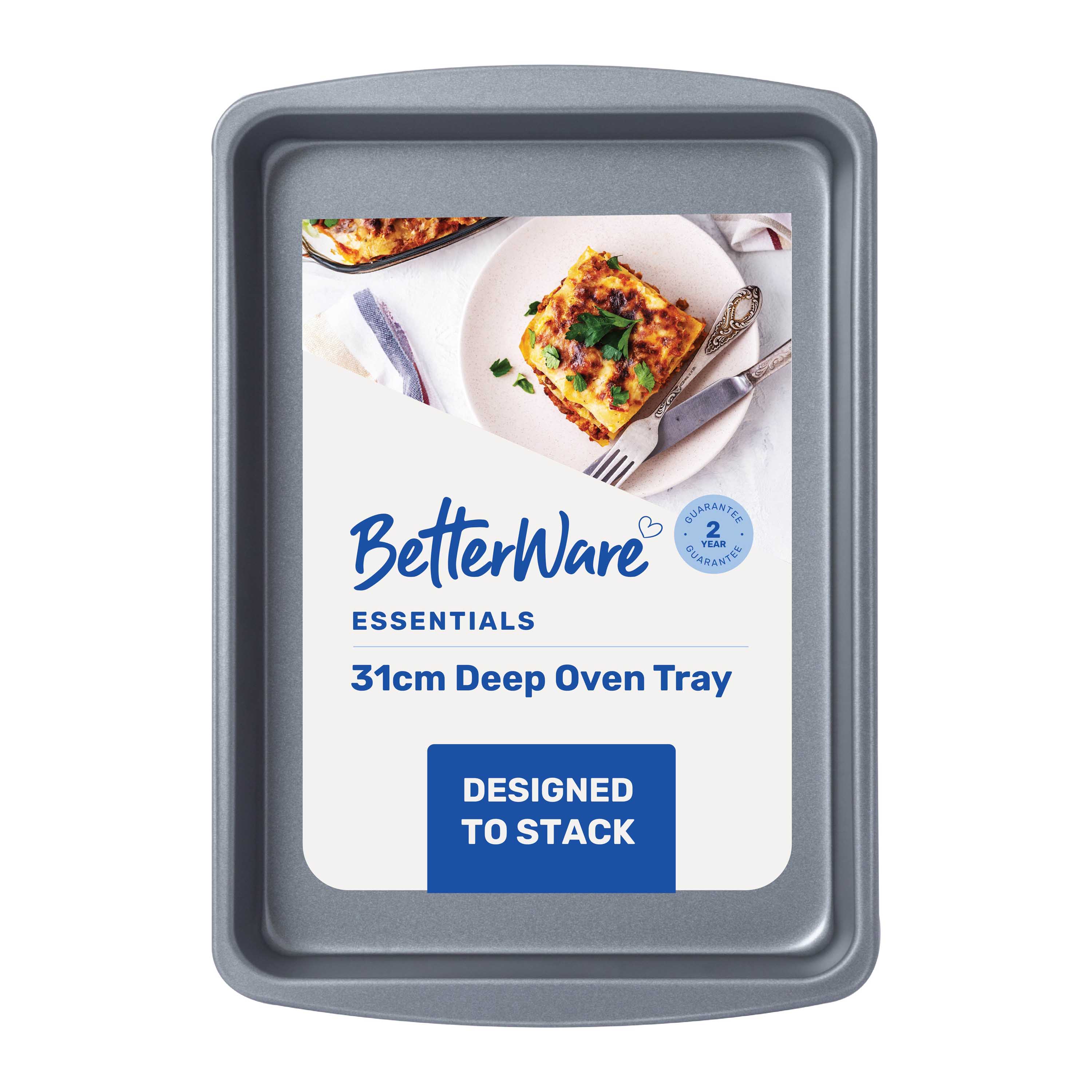 Betterware Essentials 31cm Non-Stick Deep Oven Tray in Silver