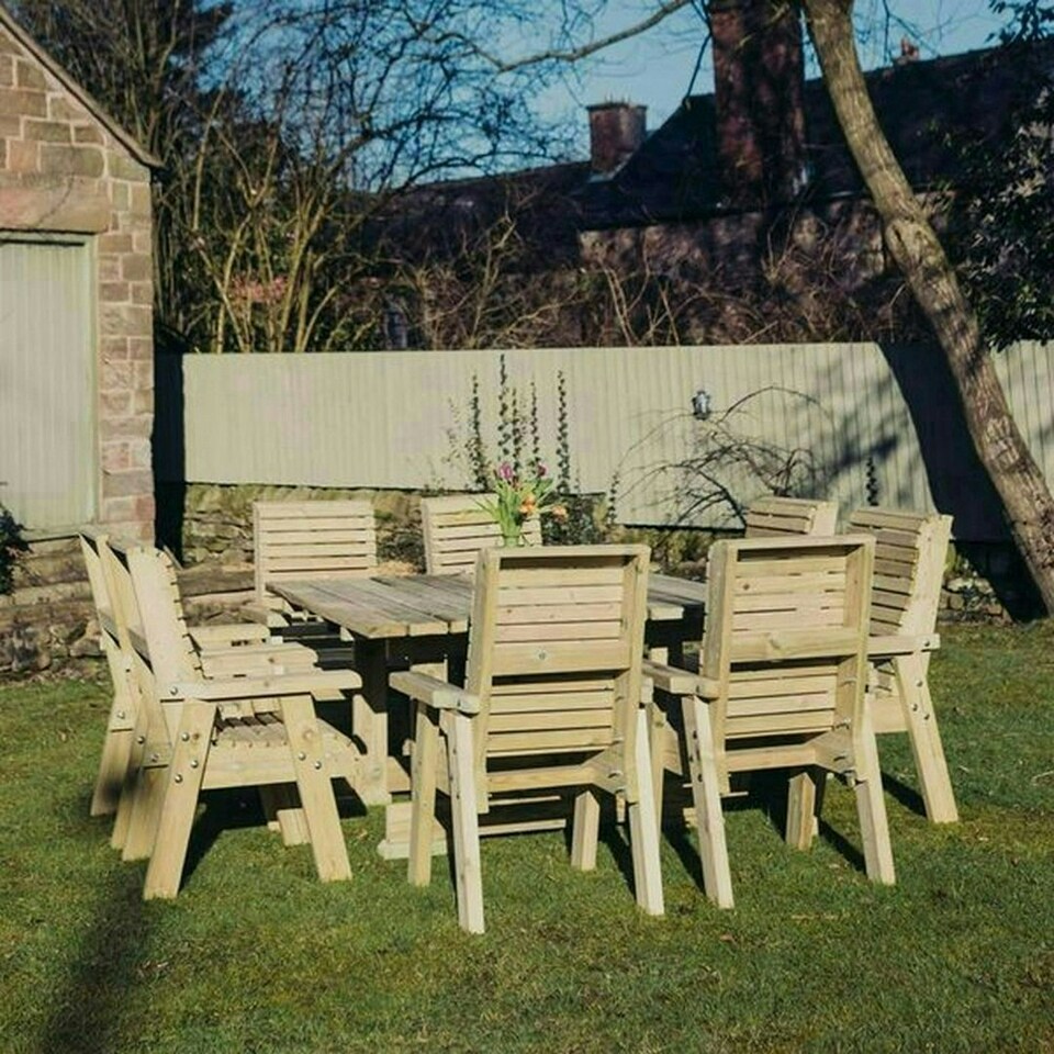 image 1 of Ergo 8 Seater Square Table Set - L149 x W149 x H77 cm - Minimal Assembly Required - Set of Waterproof Cushions Included