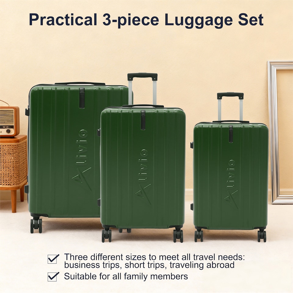 image 1 of Alivio Lightweight Expandable Hard Shell Suitcase with Spinner Wheels (Green)