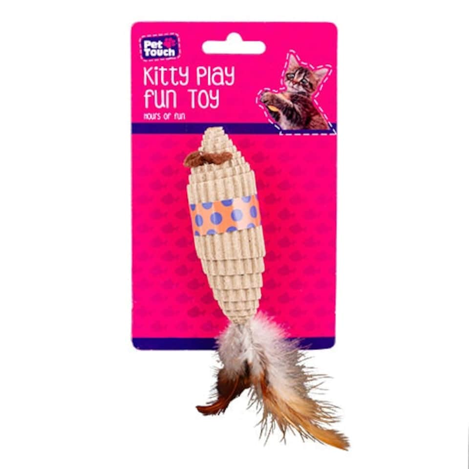 image 1 of Pet Touch Cardboard and Feather Mouse Play Cat Toy