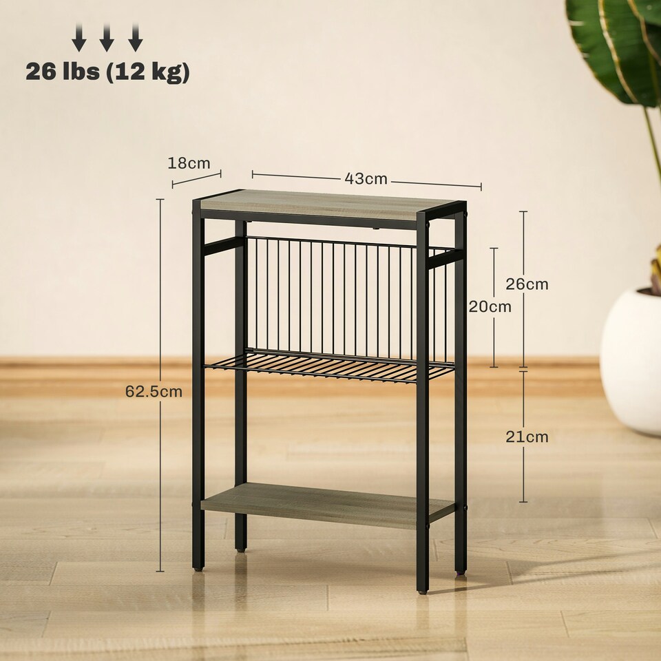 image 1 of HOMCOM Side Table with Storage, Small Table for Living Room, Bedroom Grey