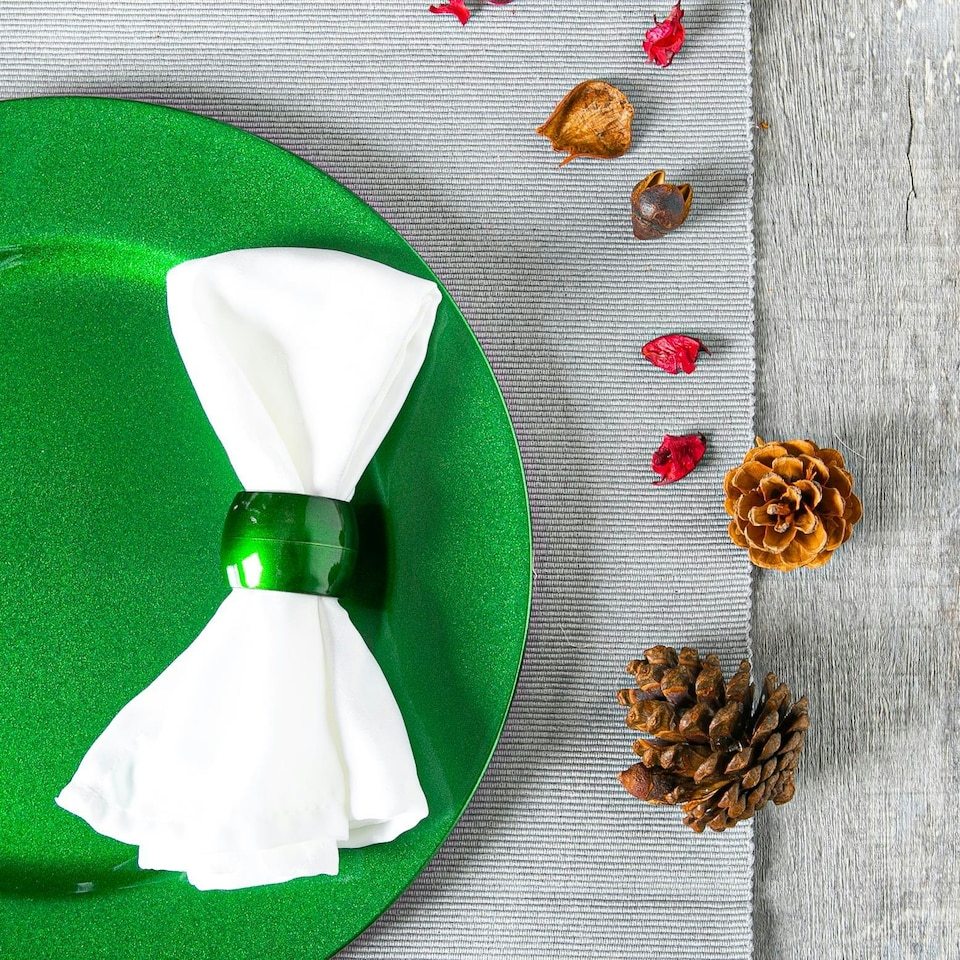 image 1 of Argon Tableware Metallic Napkin Rings - 4.5cm - Green - Pack of 6 | Green | Green