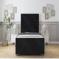 Sloomy Harrington Black Naples Bed Frame With 50" Upholstered Headboard 5' King