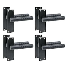 Golden Grace 4 Pairs Victorian Knurled Diamond Cut T-Bar Interior Door Handle on Backplate Matt Black - 120mm x 40mm