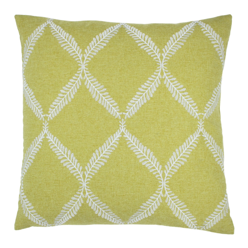 Paoletti Olivia Embroidered Cushion, Citron, 45 x 45cm
