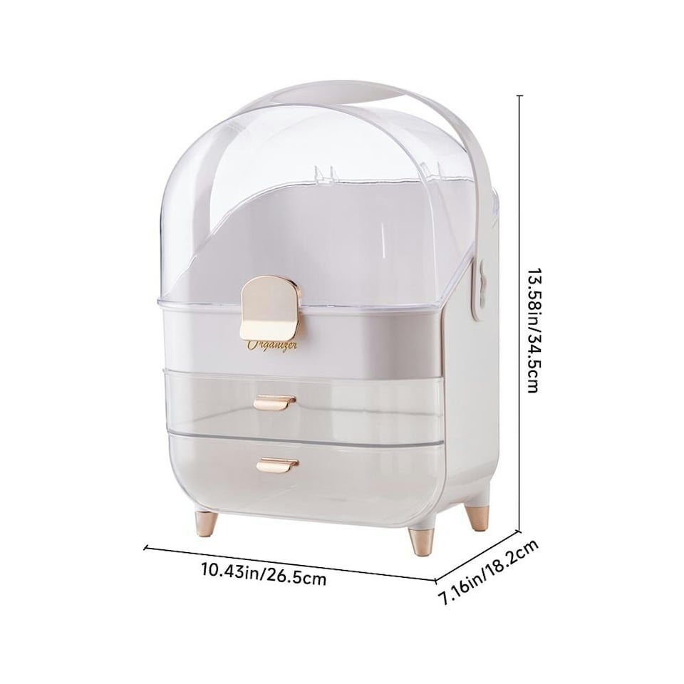 image 1 of Living and Home Large Dustproof Makeup Organizer with Drawers | Clear