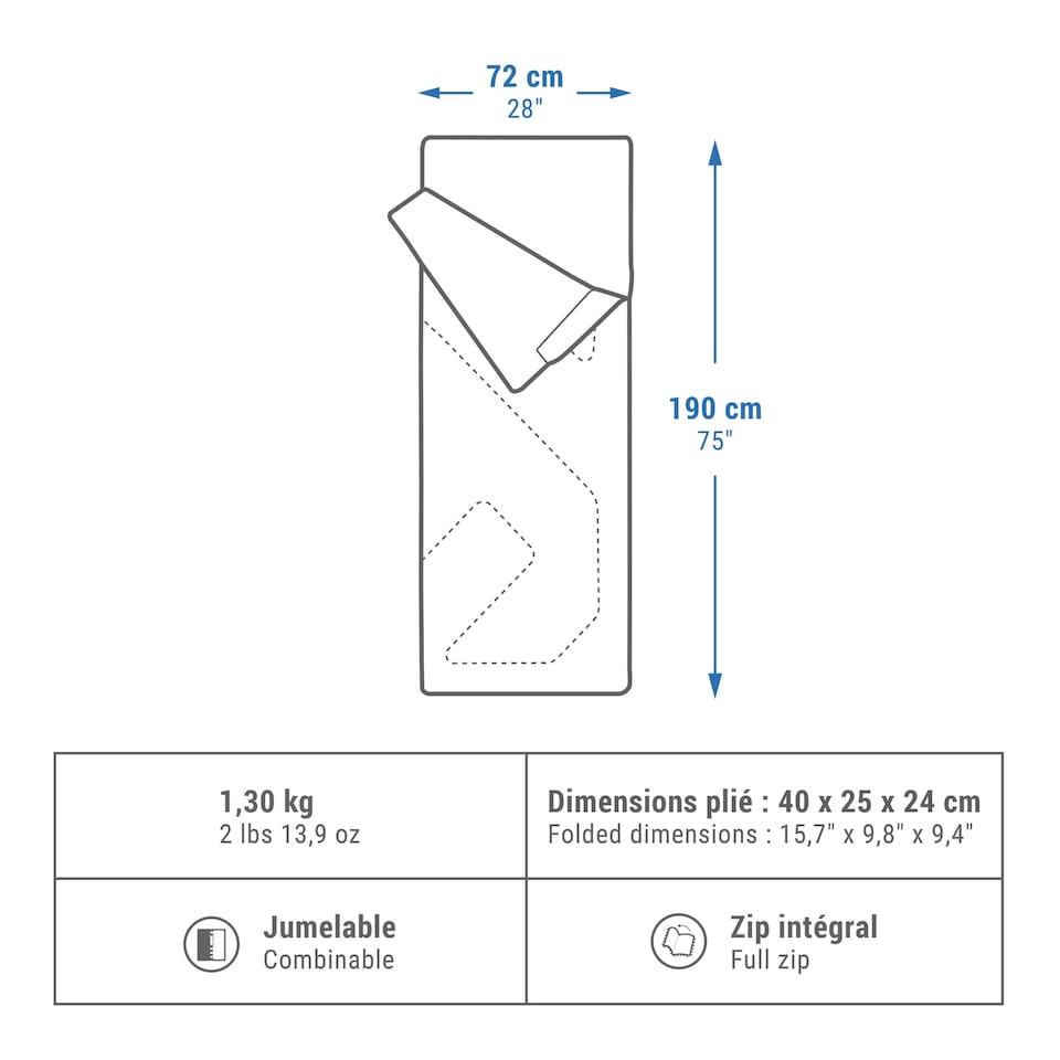 image 1 of Decathlon 15°C camping sleeping bag Azpenaz