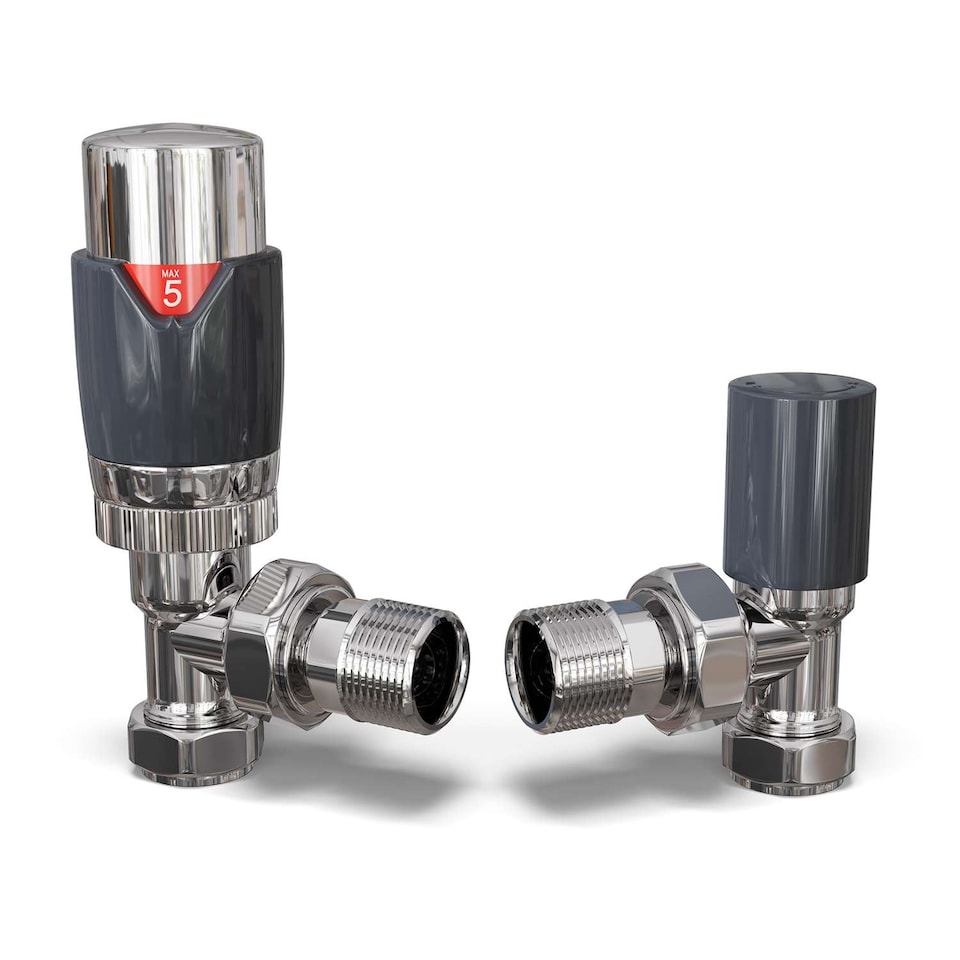image 1 of Talus Flair - Anthracite Thermostatic Radiator Valve & Lockshield Angled 10mm