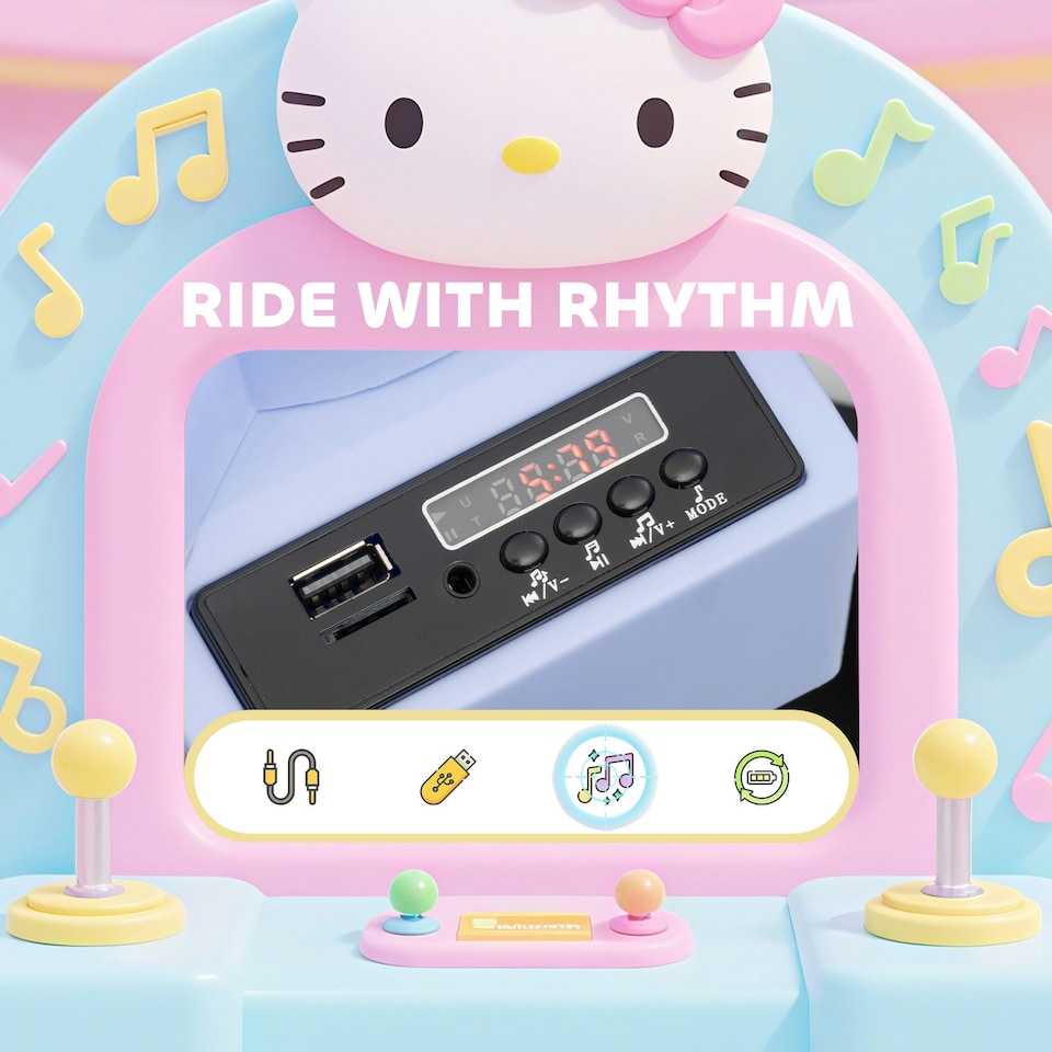 image 1 of AIYAPLAY Hello Kitty Kids Ride on Bumper Car with Remote Control, White