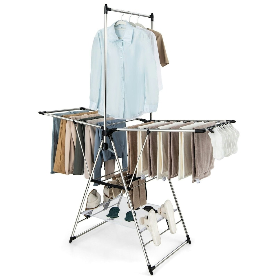 image 1 of COSTWAY Clothes Drying Rack Gullwing Style Rack