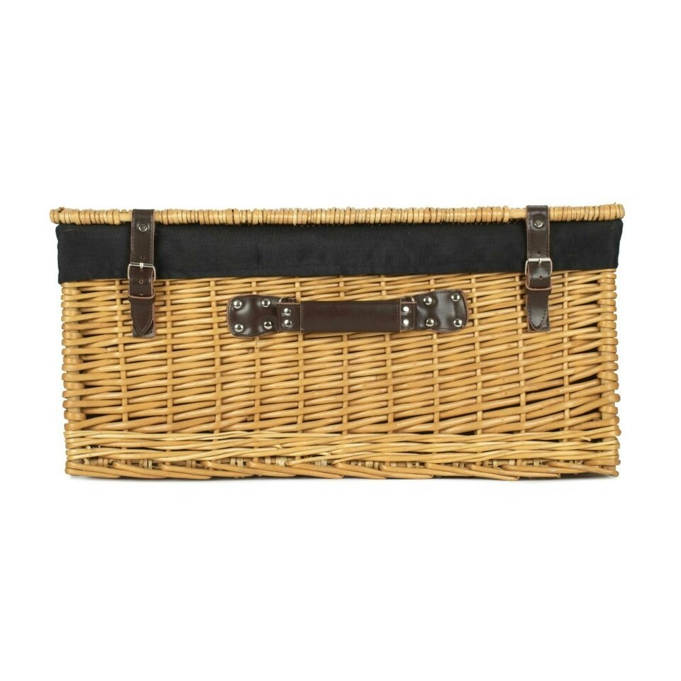 image 1 of 62cm Buff Wicker Picnic Basket with Lining | Black | Black | One Size