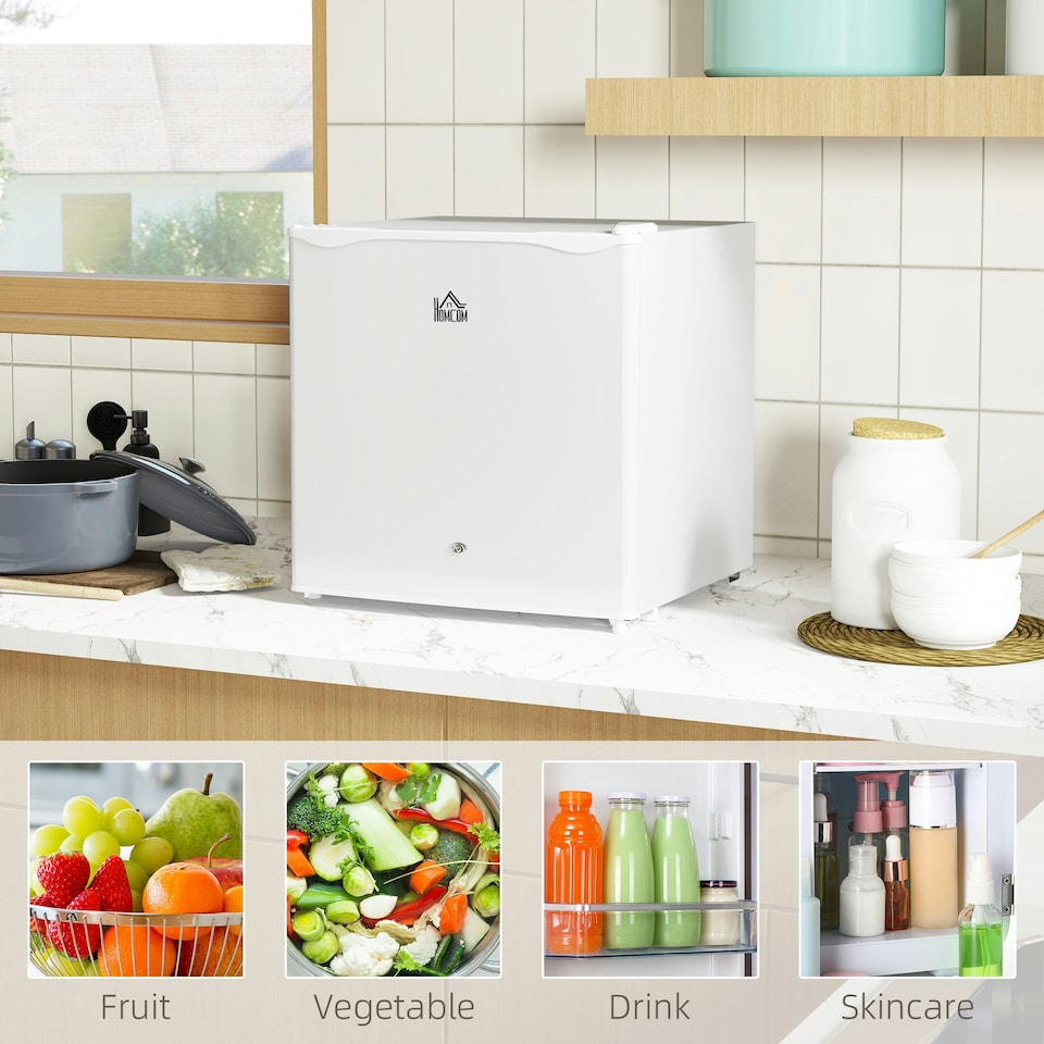 image 1 of HOMCOM 46L Counter Top Fridge Mini Fridge with Lock Chiller Box Cream White
