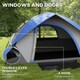 image 10 of Outsunny 2 Man Camping Tent w/ Sewn-in Groundsheet, 3000mm Waterproof, Blue Grey | Grey and Dark Blue | 210L x 150W x 110Hcm