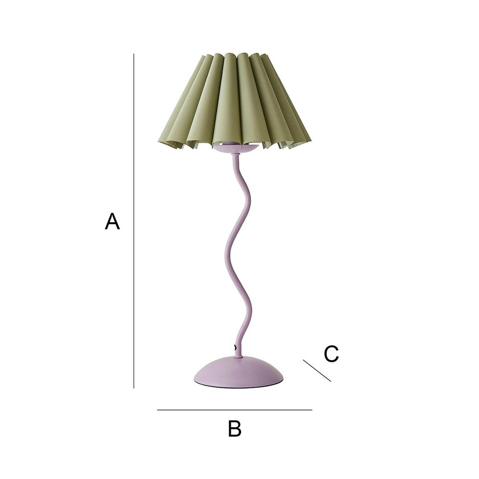 image 1 of ValueLights Wiggle Sage Pleated Scallop Lamp Shade Pale Purple Metal Table Lamp Purple | Green