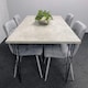 image 9 of Grey Dining Table with Hairpin Legs & 4 Grey Velvet Chairs Set for Kitchen & Dining Room Grey