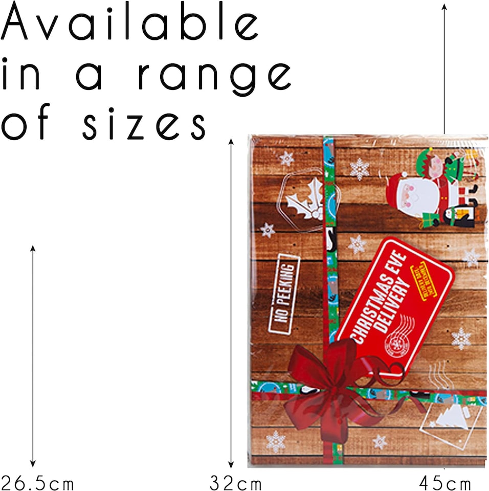 image 1 of VFM e-Store Wooden Christmas Eve Favour Box - Brown with Red Accents