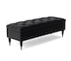 image 1 of 90cm Safar Ottoman bench with Storage and Turned Wooden Legs- Plush Velvet Shoes Bench - Black Chesterfield Storage Bench