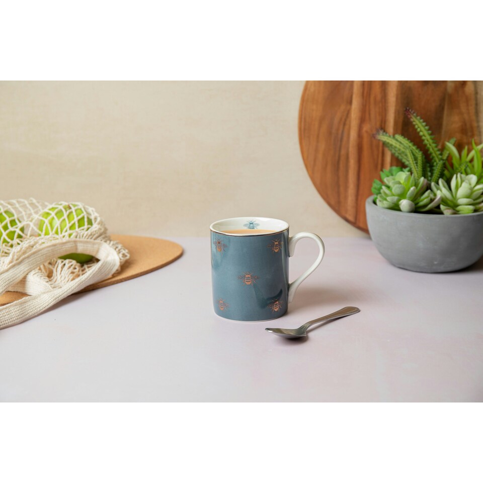 image 1 of Mikasa Bee Straight-Sided Porcelain Mug, 280ml | Blue