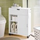 image 9 of SoBuy BZR31-W,Slim Bathroom Cabinet on Wheels with Sliding Doors | White | White | 1