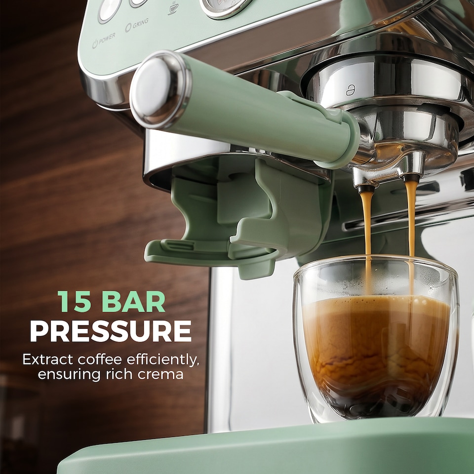 image 1 of HOMCOM Espresso Machine, Bean Grinder & Steam Wand, 15 Bar Pressure