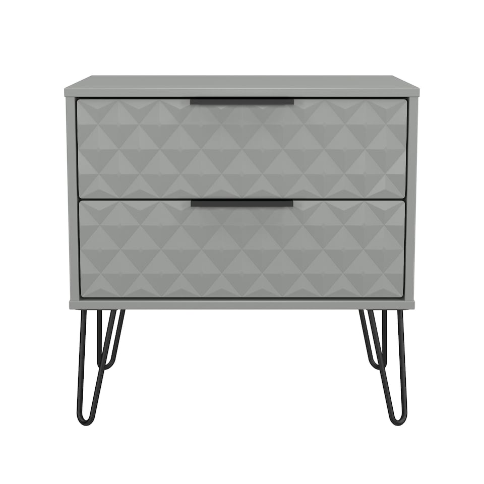 image 1 of Islay 2 Drawer Wide Bedside Table in Dusk Grey (Ready Assembled) | Grey | Dusk Grey
