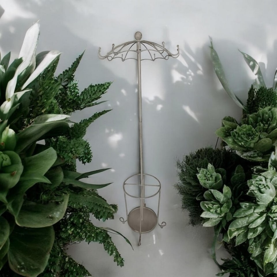 image 1 of Coat/Umbrella Hold Stand - Distressed Metal - L56 x W56 x H172 cm - Cream