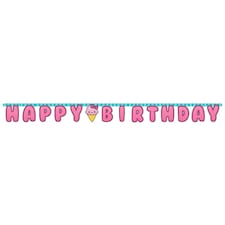 Creative Party Ice Cream Happy Birthday Banner - Pink/Blue - One Size