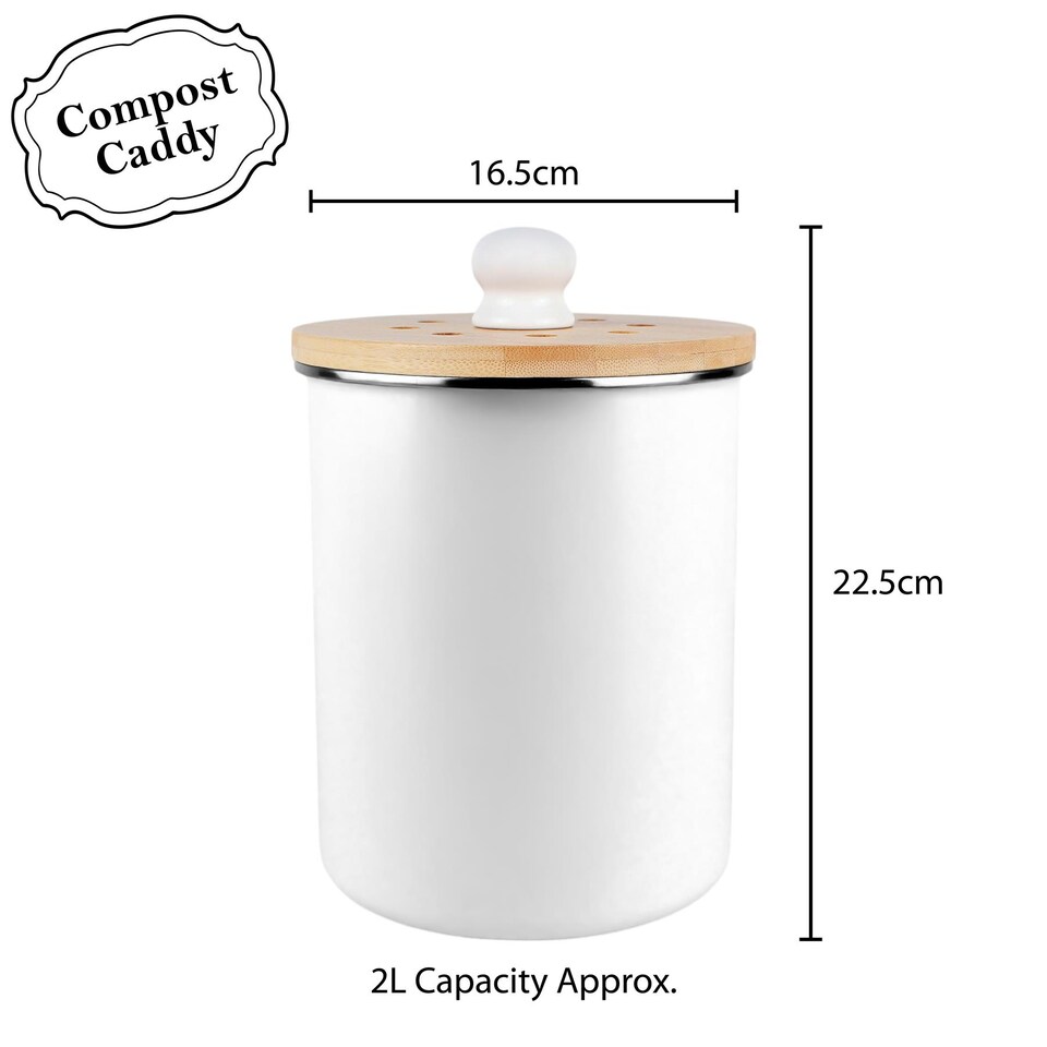 image 1 of Botanical Chickens Food Waste Caddy - Metal 2L Decorative Kitchen Compost Bin