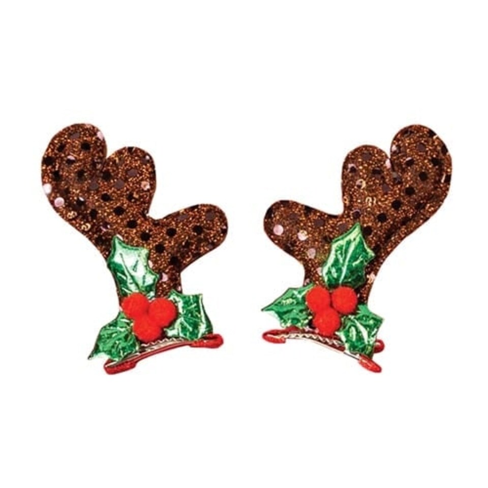 Christmas Red Sequin Reindeer Antler Hairclips