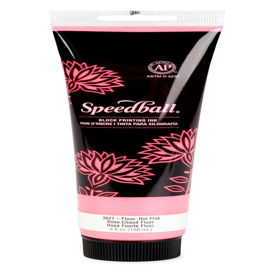 image 1 of Speedball Water-Soluble Block Ink, Fluorescent Hot Pink, 5oz