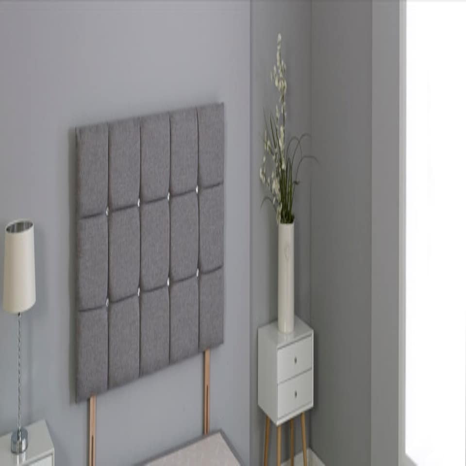 Grey Linen Cube Headboard Grey | 5FT King 26"inch Headboard