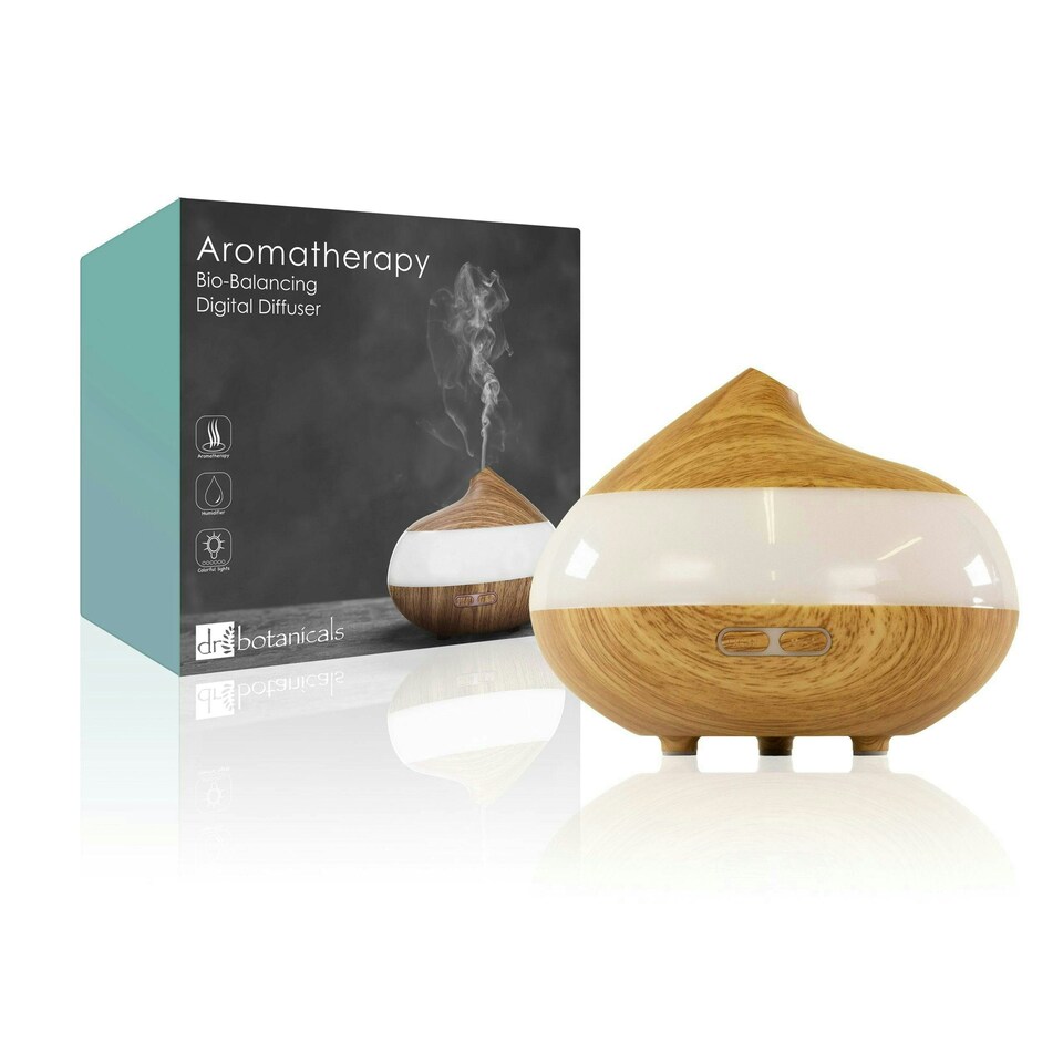 image 1 of Dr Botanicals Bio-Balancing Wooden Aroma Digital Diffuser Clear Panel (UK Plug)