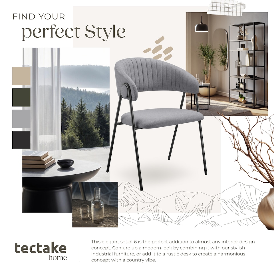 image 1 of Dining Chair Bedano - woven fabric, padded, 150 kg load capacity | Grey | grey | 6