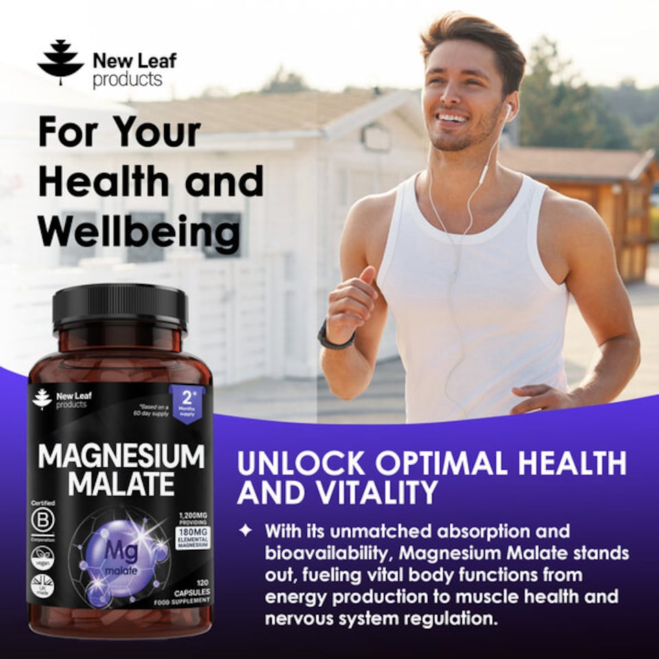 image 1 of Magnesium Malate 120 High Strength Capsules 1200mg